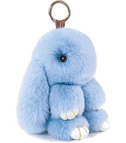 Soft Fluffy Rabbit Keychain Plush Bunny Key Rings Faux Fur Keyring